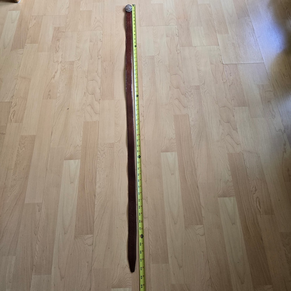 Vintage Cognac Brown Snakeskin Belt with Ornate Silver Oval Buckle Western Boho - Picture 12 of 15